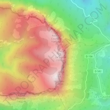 Mapa topográfico Les Trois Becs, altitud, relieve