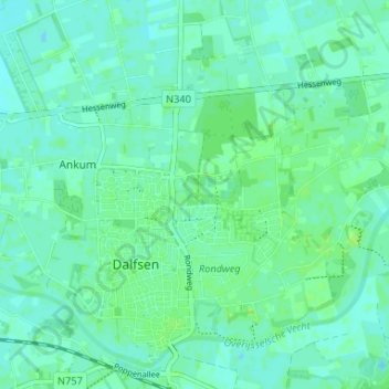 Mapa topográfico Gerner, altitud, relieve