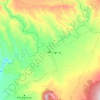 Mapa topográfico Marogong, altitud, relieve