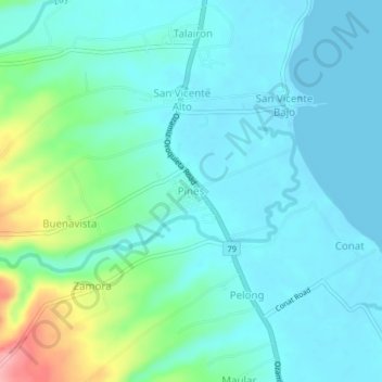 Mapa topográfico Pines, altitud, relieve