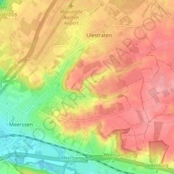 Mapa topográfico Waterval, altitud, relieve