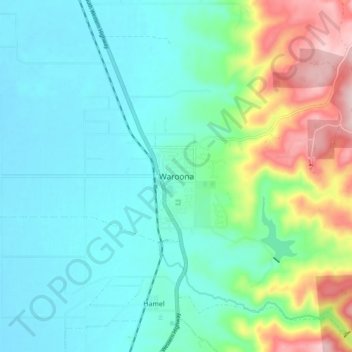 Mapa topográfico Waroona, altitud, relieve