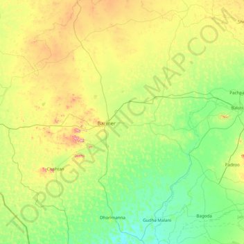 Mapa topográfico Bārmer, altitud, relieve