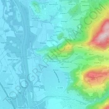 Mapa topográfico Vordersteinberg, altitud, relieve