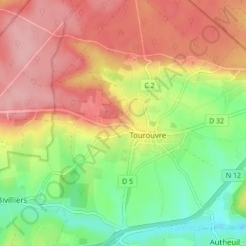Mapa topográfico La Sablonnière, altitud, relieve
