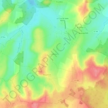 Mapa topográfico La Brosse, altitud, relieve