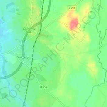 Mapa topográfico Ahane, altitud, relieve