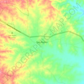 Mapa topográfico San Pedro, altitud, relieve