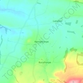 Mapa topográfico Kennythorpe, altitud, relieve