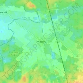 Mapa topográfico Wiednitz, altitud, relieve