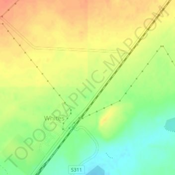 Mapa topográfico Highveld, altitud, relieve