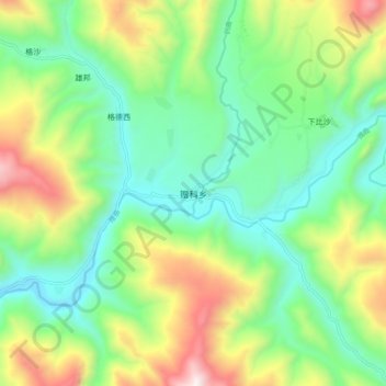 Mapa topográfico 赠科乡, altitud, relieve