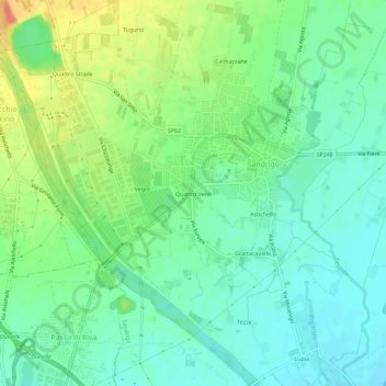 Mapa topográfico Quattro Venti, altitud, relieve