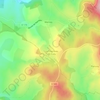 Mapa topográfico Cusy, altitud, relieve