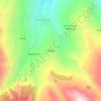 Mapa topográfico Shagllay, altitud, relieve