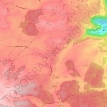 Mapa topográfico Beffendorf, altitud, relieve