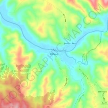Mapa topográfico El Maqui, altitud, relieve