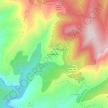 Mapa topográfico Valdepinillos, altitud, relieve