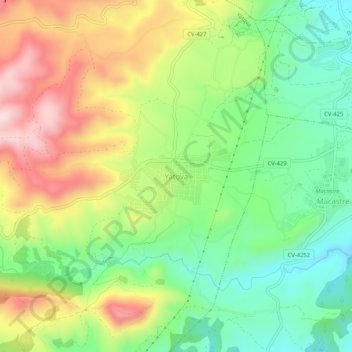 Mapa topográfico Yátova, altitud, relieve