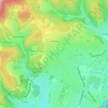 Mapa topográfico Wiebusch, altitud, relieve