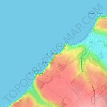 Mapa topográfico La Manneporte, altitud, relieve