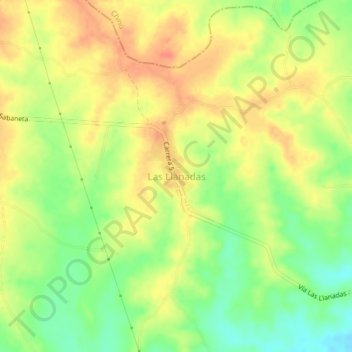 Mapa topográfico Las Llanadas, altitud, relieve