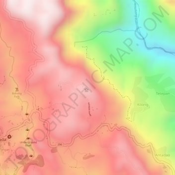 Mapa topográfico Kiltepan Peak, altitud, relieve
