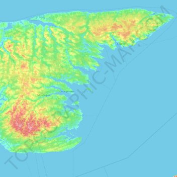 Mapa topográfico Boughton Island, altitud, relieve