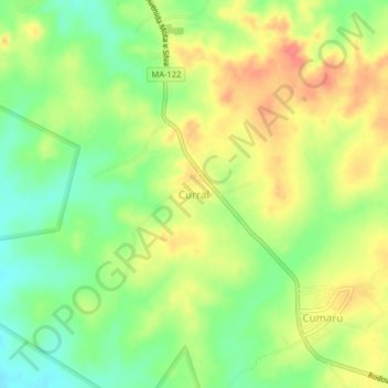 Mapa topográfico Curral, altitud, relieve