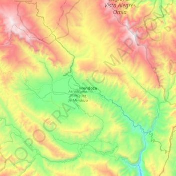 Mapa topográfico Mendonza, altitud, relieve