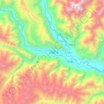 Mapa topográfico Gilgit, altitud, relieve