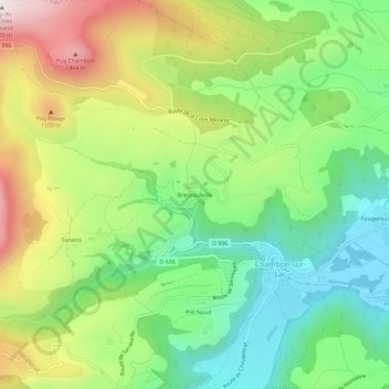 Mapa topográfico Bressouleille, altitud, relieve