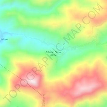 Mapa topográfico Soledad Piedra Larga, altitud, relieve