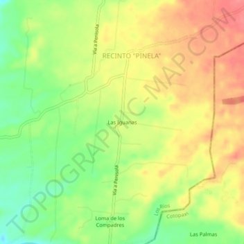 Mapa topográfico Las Iguanas, altitud, relieve