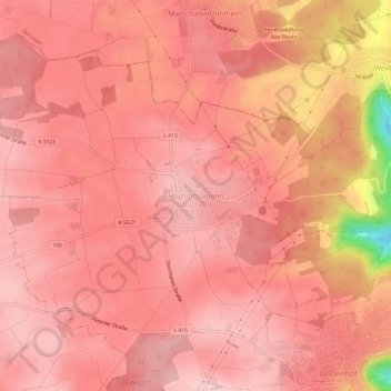 Mapa topográfico Hochmössingen, altitud, relieve