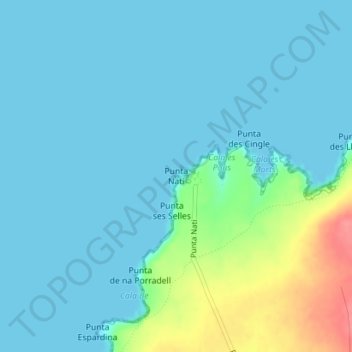 Mapa topográfico Punta Nati, altitud, relieve