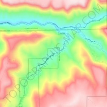 Mapa topográfico Dale, altitud, relieve