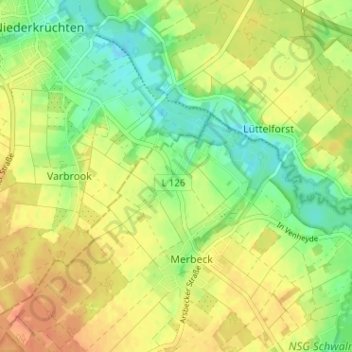 Mapa topográfico Tetelrath, altitud, relieve
