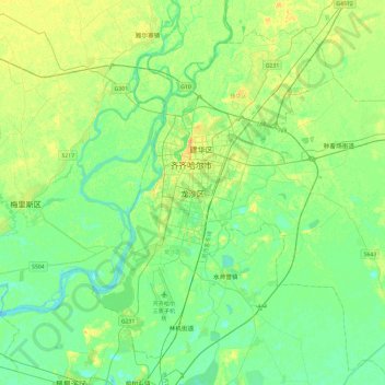 Mapa topográfico Longsha, altitud, relieve