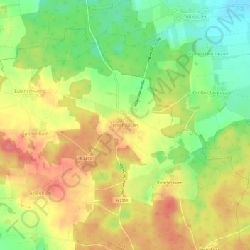Mapa topográfico Endlhausen, altitud, relieve