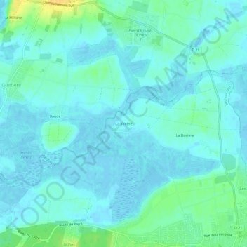 Mapa topográfico La Vinière, altitud, relieve