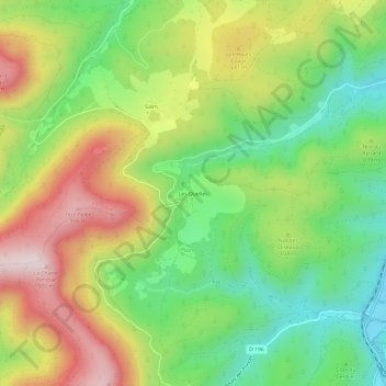 Mapa topográfico Les Quelles, altitud, relieve
