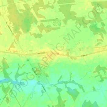Mapa topográfico Courtland, altitud, relieve