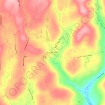 Mapa topográfico Roaring Brook, altitud, relieve