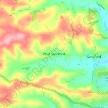 Mapa topográfico West Sandford, altitud, relieve