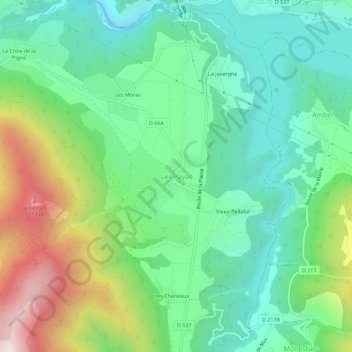 Mapa topográfico Les Payas, altitud, relieve