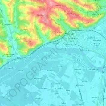 Mapa topográfico Beline, altitud, relieve