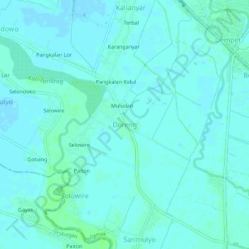 Mapa topográfico Doreng, altitud, relieve