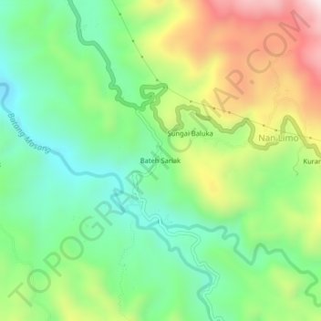 Mapa topográfico Bateh Sariak, altitud, relieve