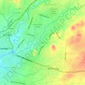 Mapa topográfico Sumbersari, altitud, relieve